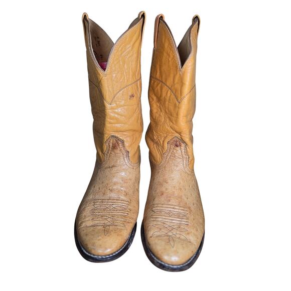 Vintage Nocona Men's Ostrich Med Square Toe Soft Supple Cowboy  Boots Sz 10.5 D - Picture 5 of 8